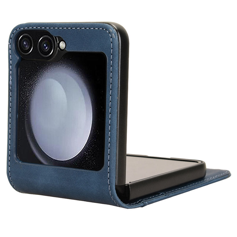 For Samsung Galaxy Z Flip6 5G PU Leather+PC Phone Case Separable Design Card Slot Skin-Touch Cover - Blue