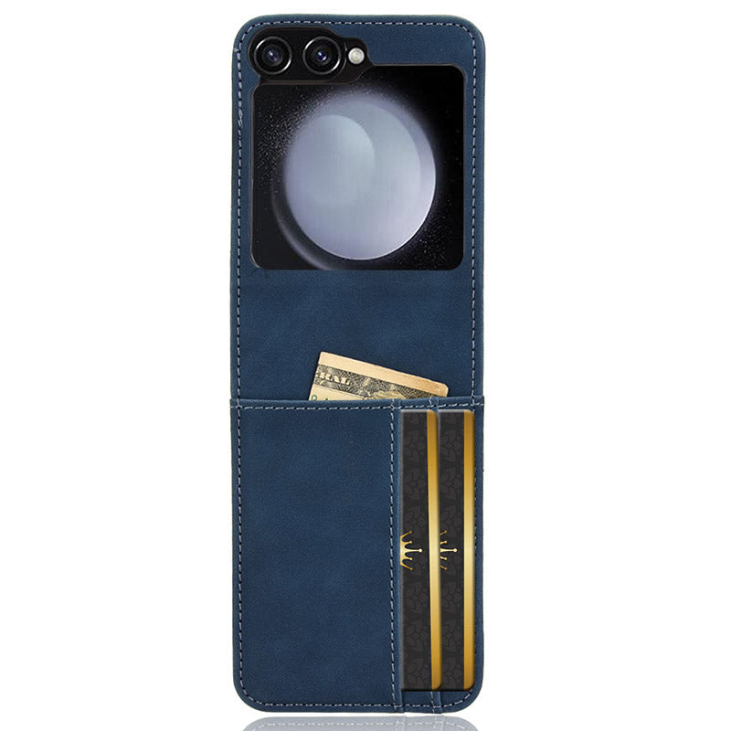For Samsung Galaxy Z Flip6 5G PU Leather+PC Phone Case Separable Design Card Slot Skin-Touch Cover - Blue