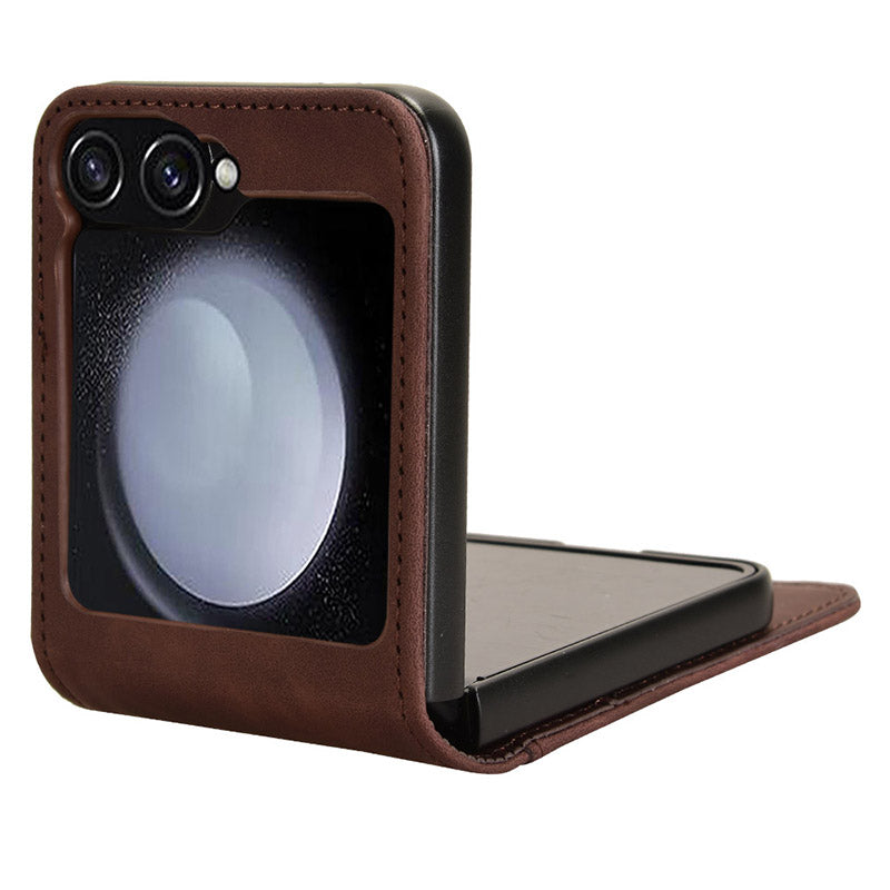 For Samsung Galaxy Z Flip6 5G PU Leather+PC Phone Case Separable Design Card Slot Skin-Touch Cover - Brown