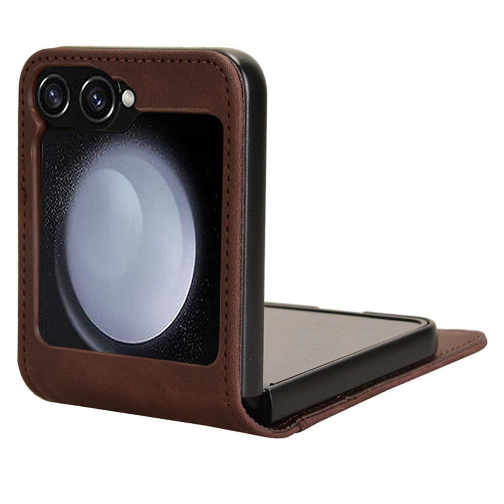 For Samsung Galaxy Z Flip7 FE 5G / Z Flip6 5G PU Leather+PC Phone Case Separable Design Card Slot Skin-Touch Cover - Brown