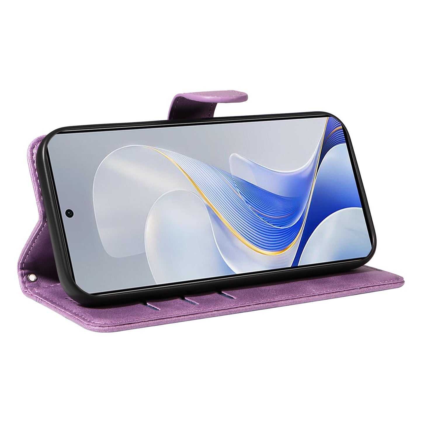 For vivo S19 5G / V40 5G Case Lines Imprint PU Leather Wallet Phone Cover - Light Purple