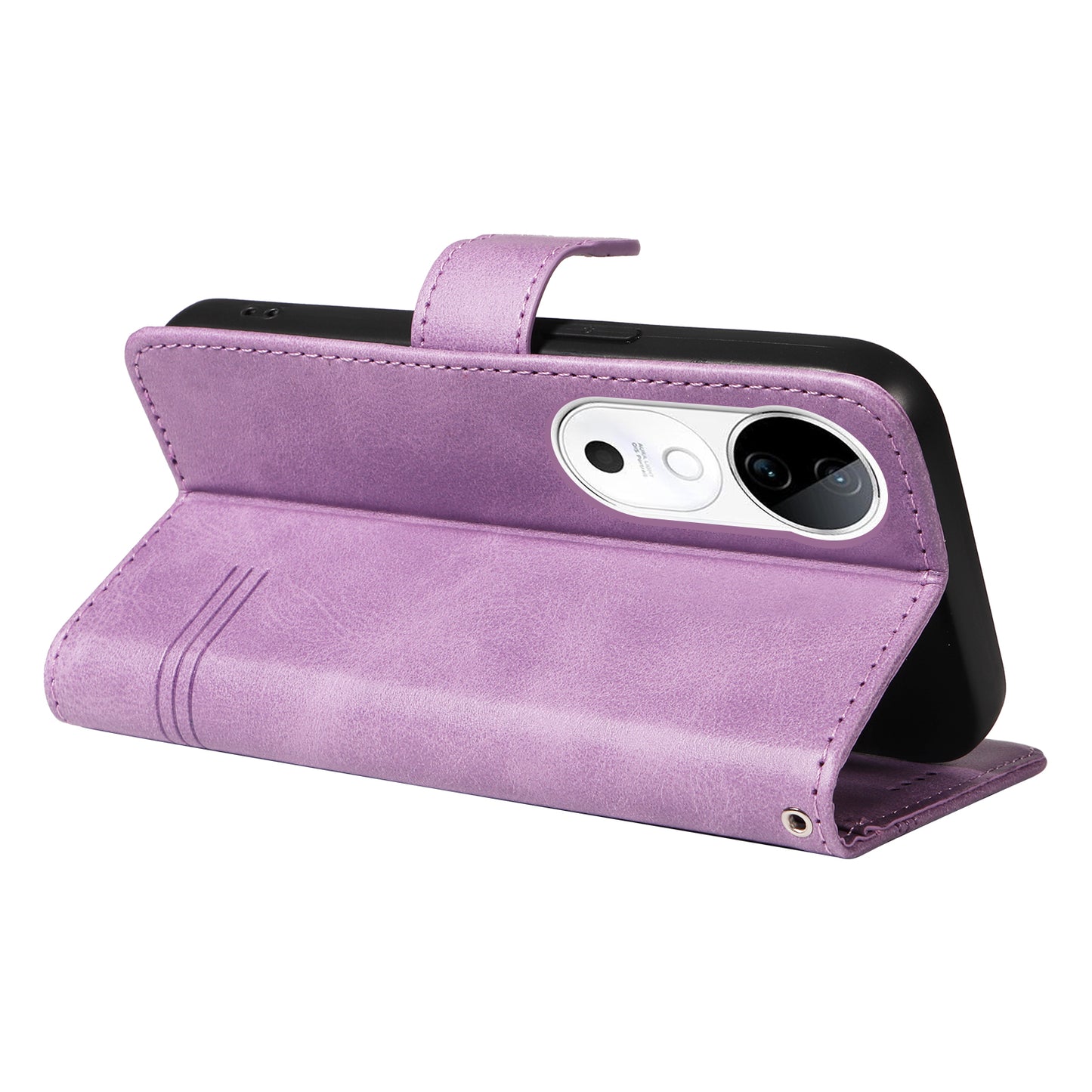 For vivo S19 5G / V40 5G Case Lines Imprint PU Leather Wallet Phone Cover - Light Purple
