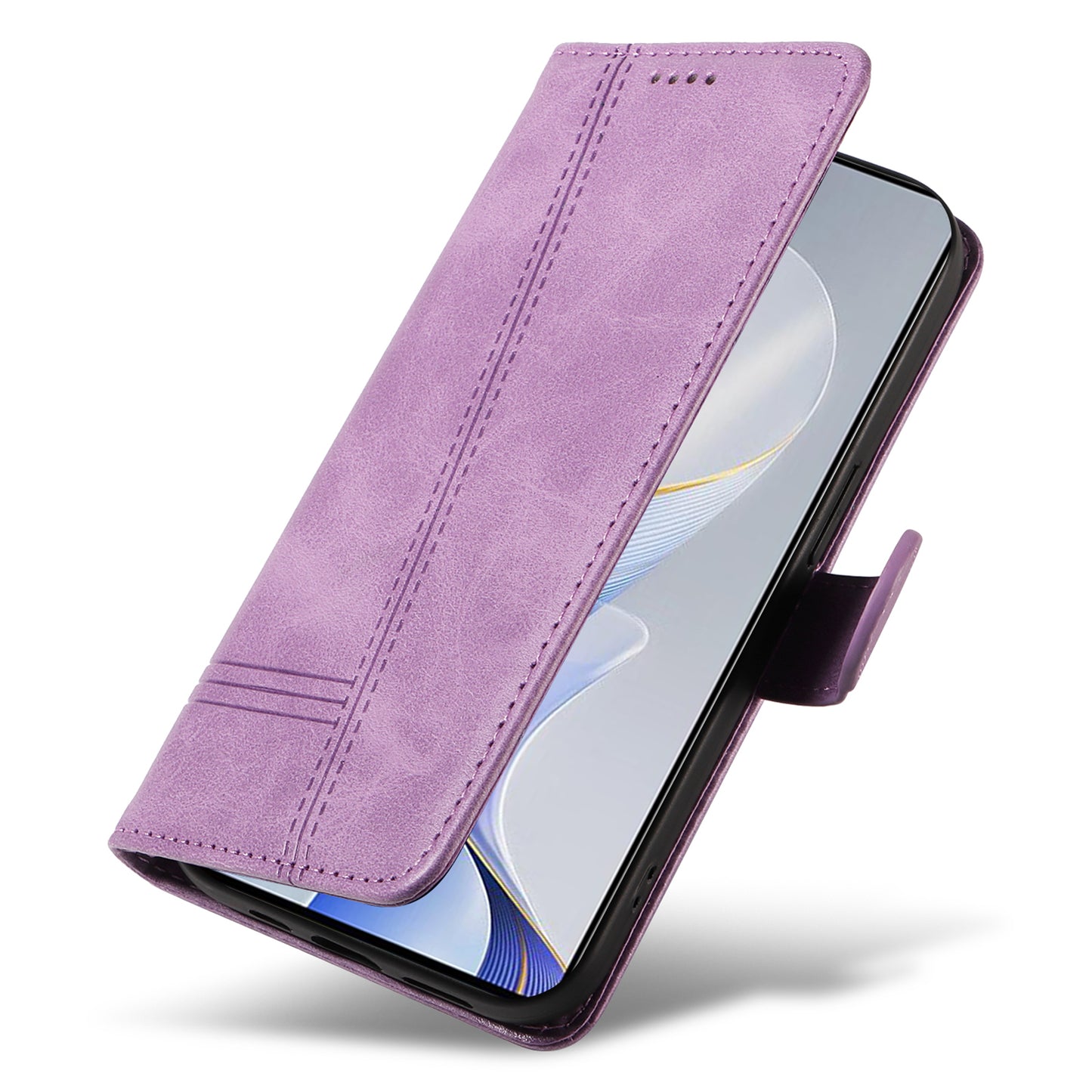 For vivo S19 5G / V40 5G Case Lines Imprint PU Leather Wallet Phone Cover - Light Purple