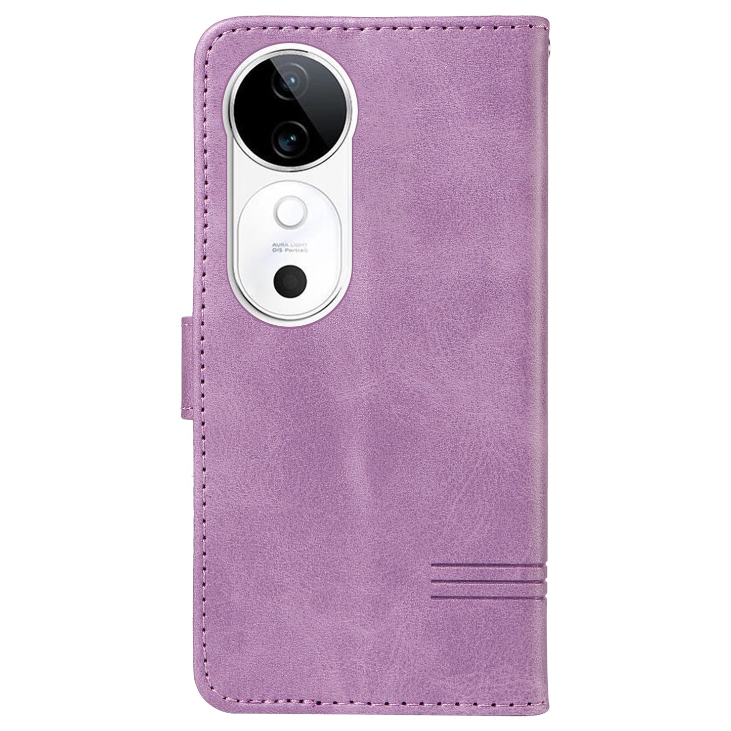 For vivo S19 5G / V40 5G Case Lines Imprint PU Leather Wallet Phone Cover - Light Purple