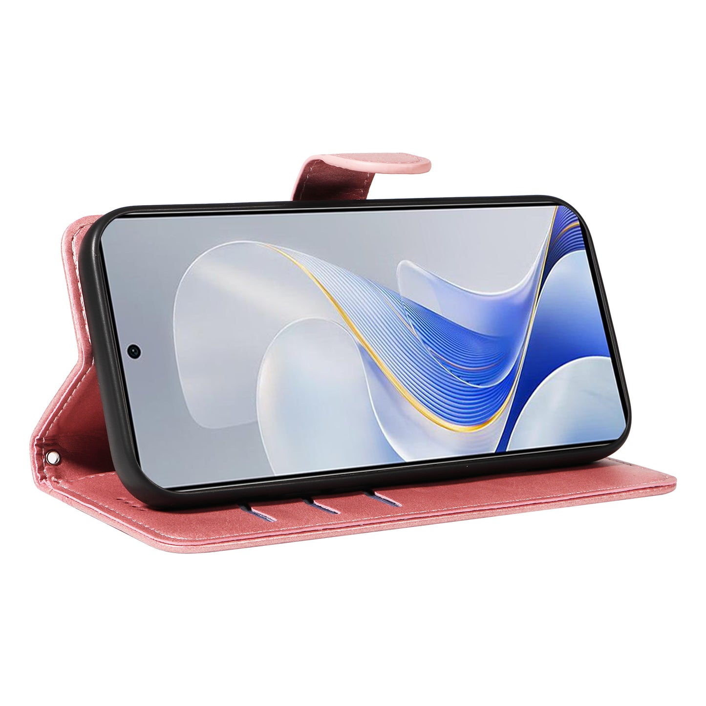 For vivo S19 5G / V40 5G Case Lines Imprint PU Leather Wallet Phone Cover - Rose Gold