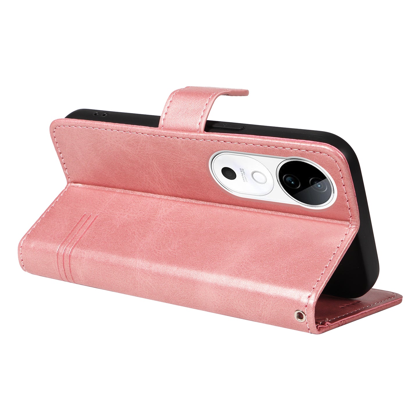 For vivo S19 5G / V40 5G Case Lines Imprint PU Leather Wallet Phone Cover - Rose Gold