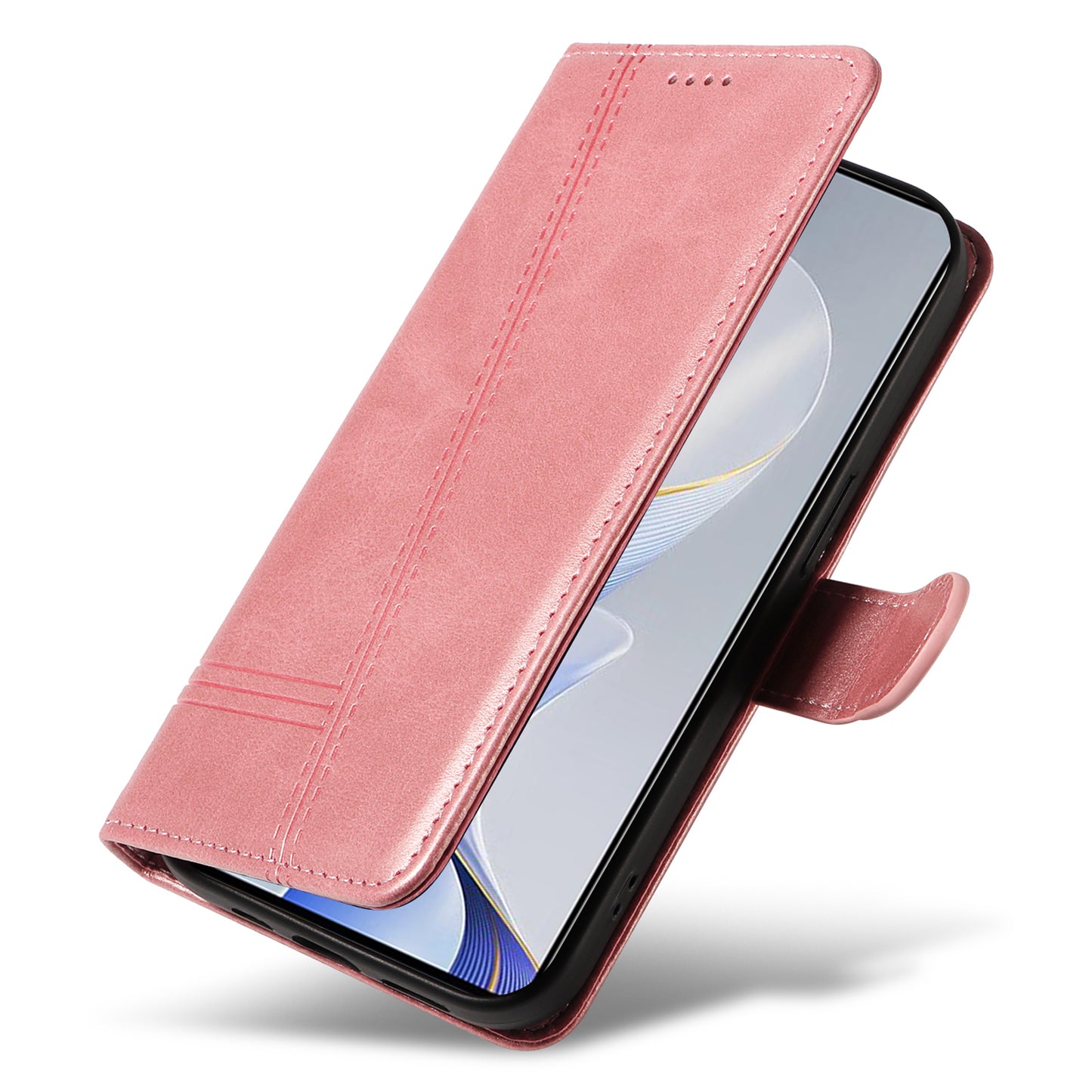 For vivo S19 5G / V40 5G Case Lines Imprint PU Leather Wallet Phone Cover - Rose Gold