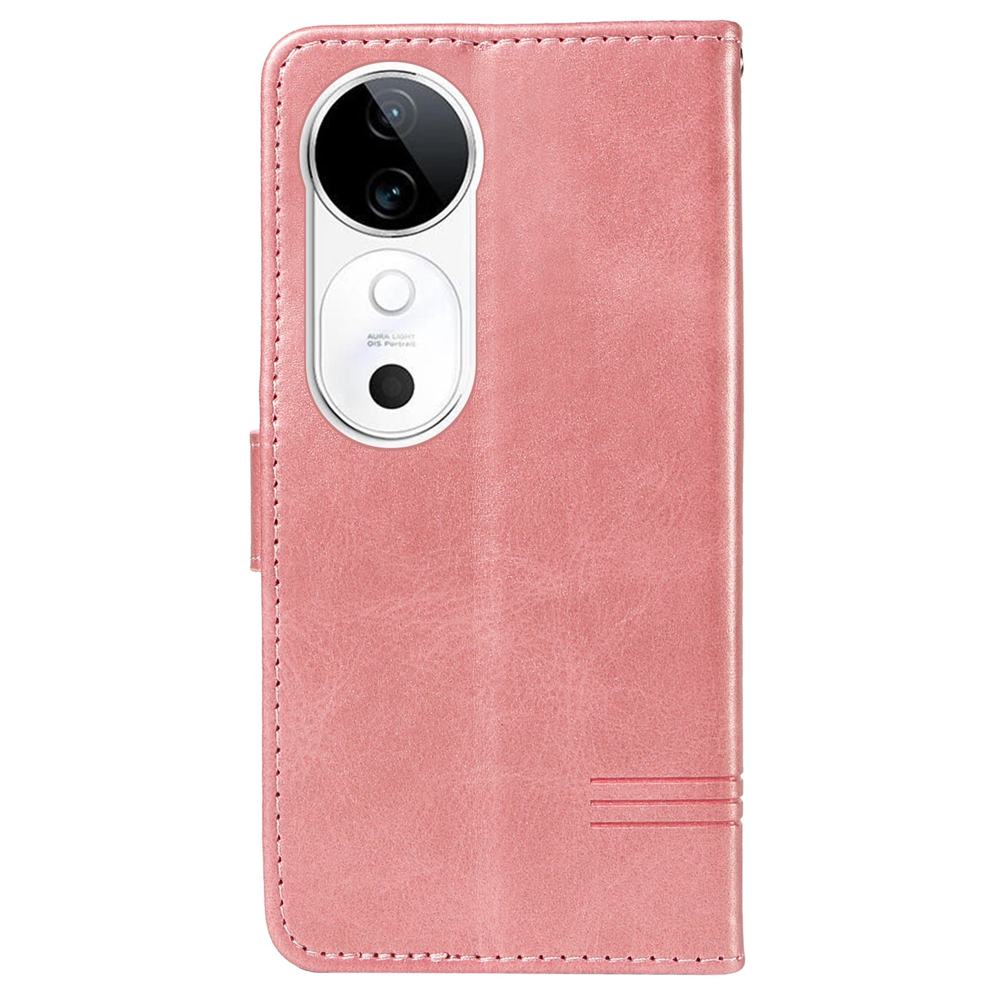 For vivo S19 5G / V40 5G Case Lines Imprint PU Leather Wallet Phone Cover - Rose Gold