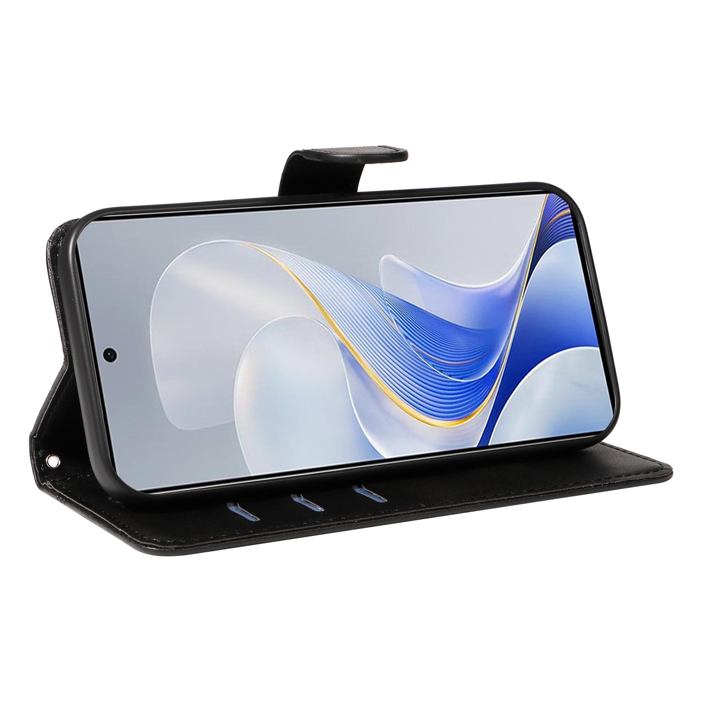 For vivo S19 5G / V40 5G Case Lines Imprint PU Leather Wallet Phone Cover - Black