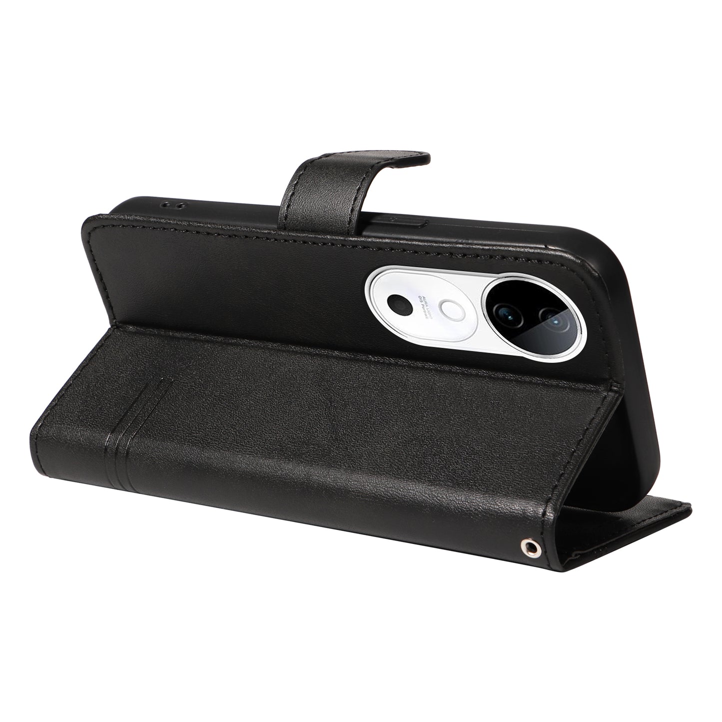 For vivo S19 5G / V40 5G Case Lines Imprint PU Leather Wallet Phone Cover - Black