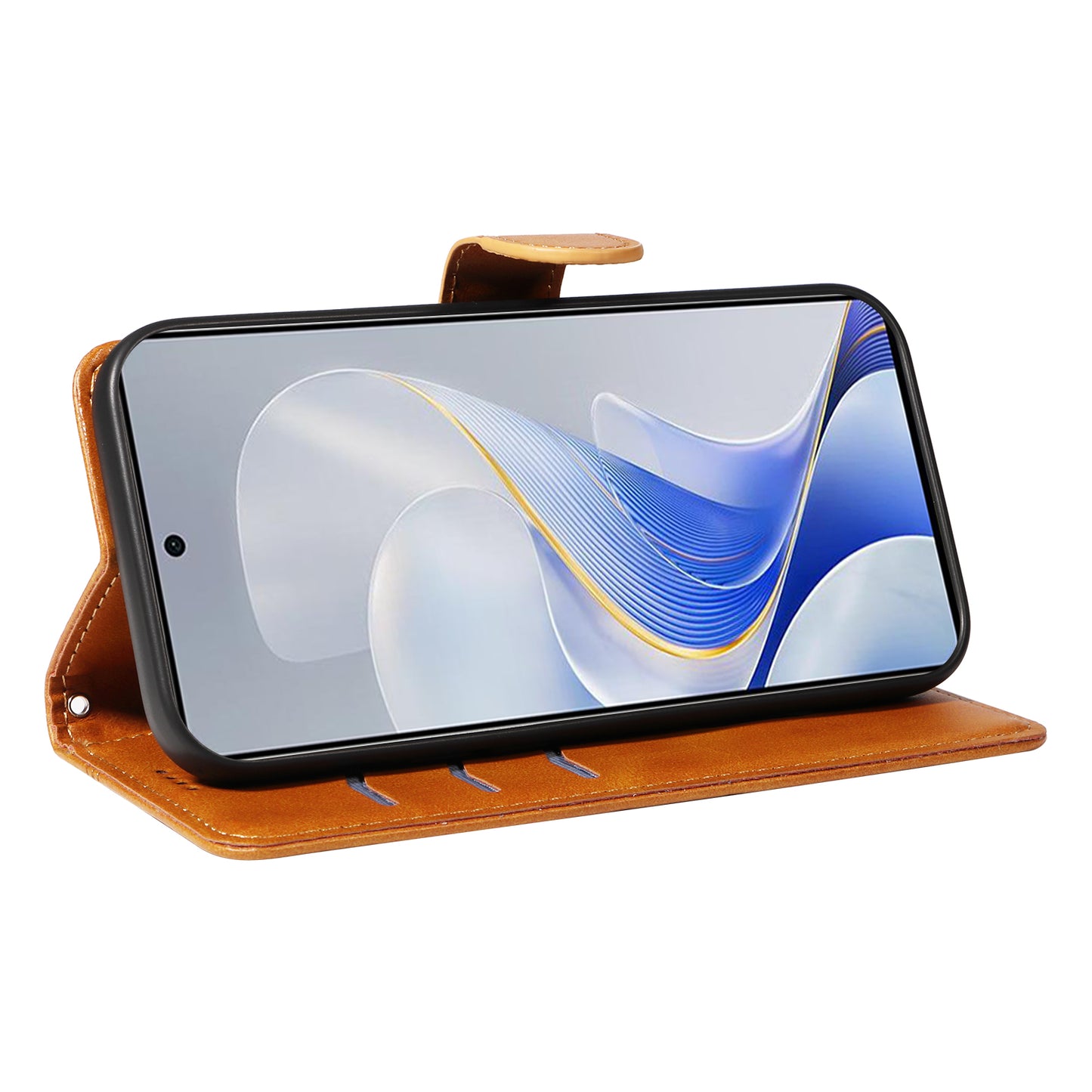 For vivo S19 5G / V40 5G Case Lines Imprint PU Leather Wallet Phone Cover - Yellow