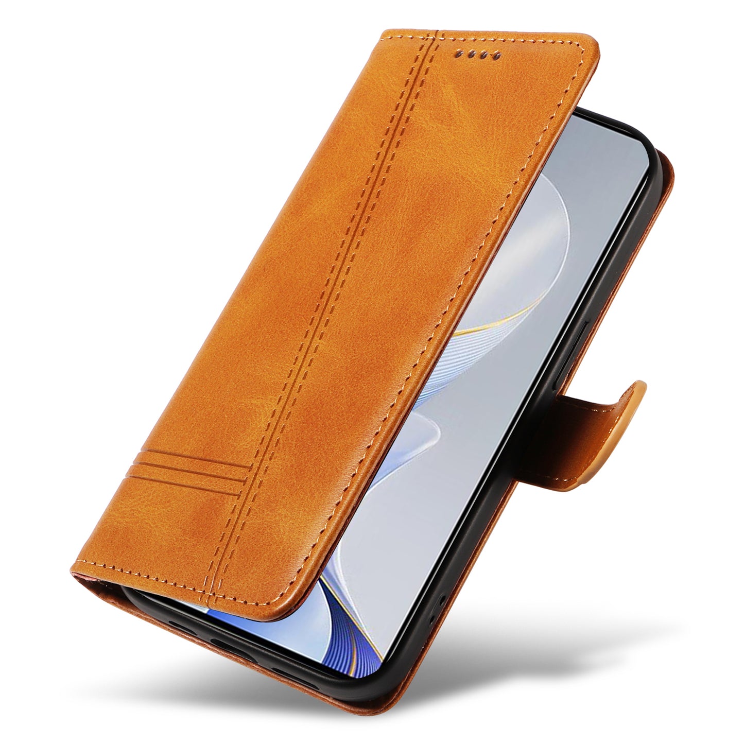 For vivo S19 5G / V40 5G Case Lines Imprint PU Leather Wallet Phone Cover - Yellow