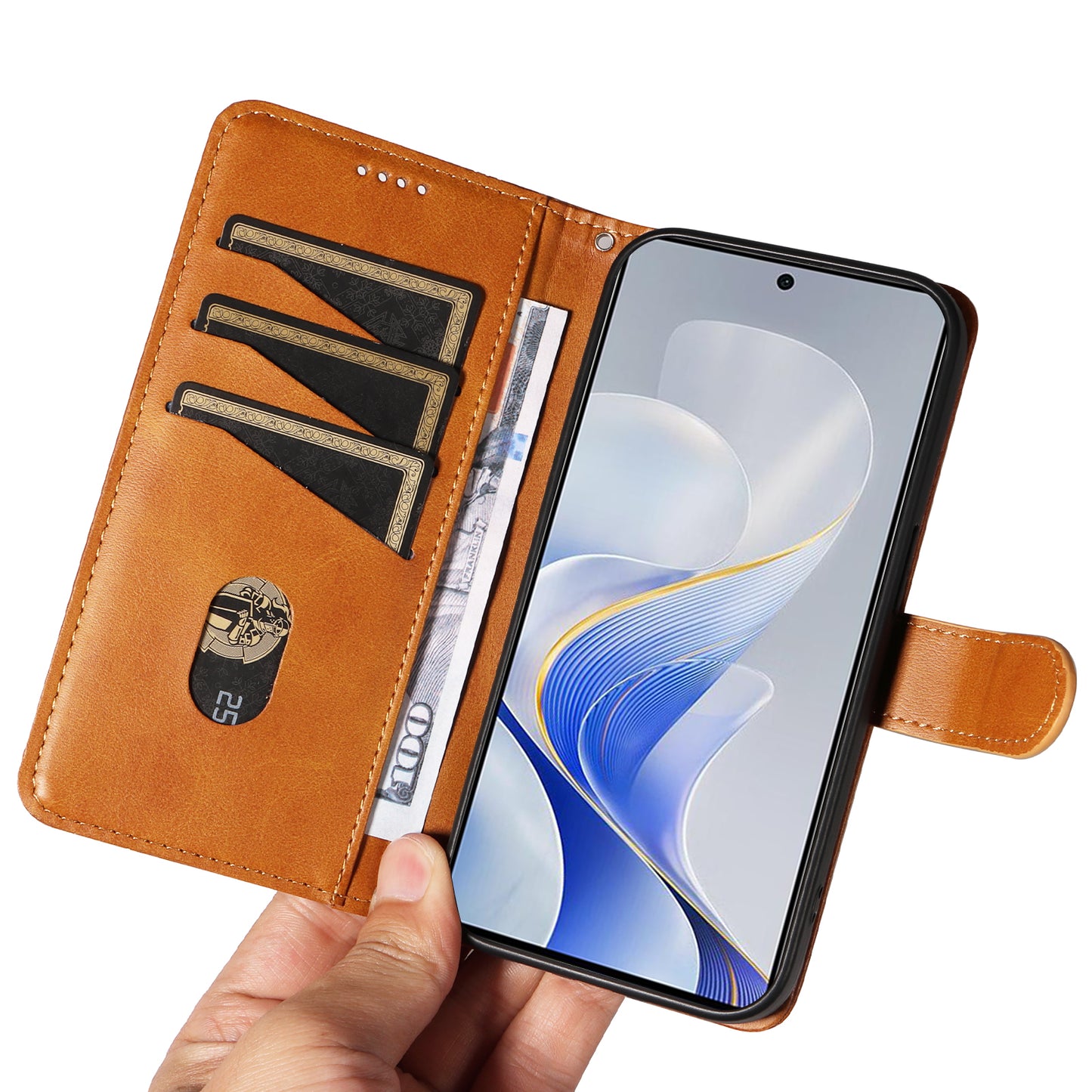 For vivo S19 5G / V40 5G Case Lines Imprint PU Leather Wallet Phone Cover - Yellow