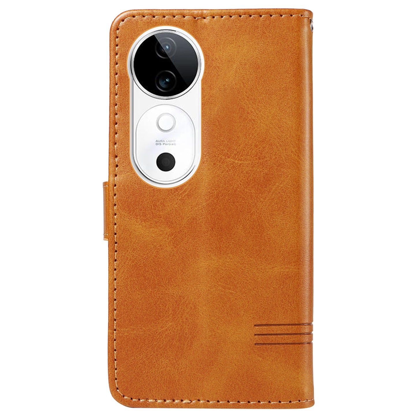 For vivo S19 5G / V40 5G Case Lines Imprint PU Leather Wallet Phone Cover - Yellow