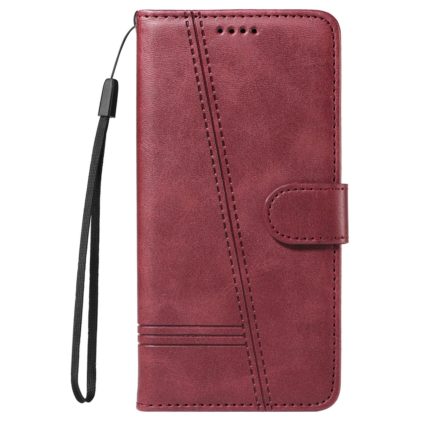For vivo S19 5G / V40 5G Case Lines Imprint PU Leather Wallet Phone Cover - Wine Red
