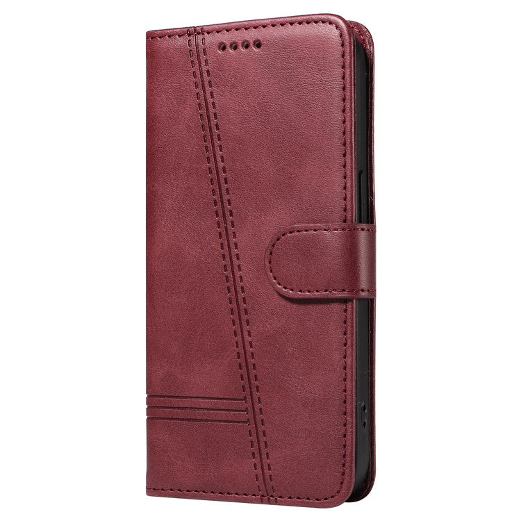 For Honor X40 5G / X9a 5G / Magic5 Lite 5G Case T-Shaped Lines PU Leather Wallet Stand Phone Cover - Wine Red