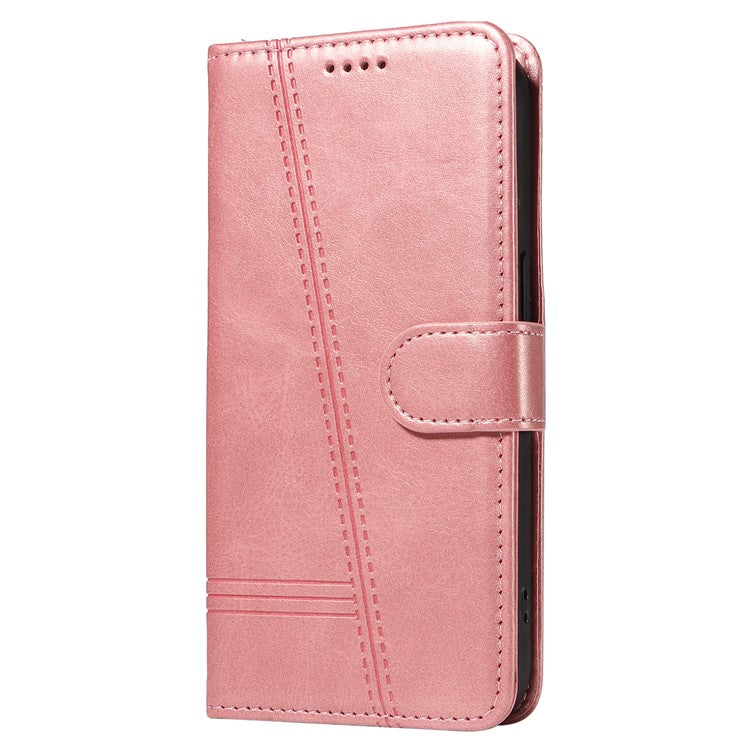 For Honor X40 5G / X9a 5G / Magic5 Lite 5G Case T-Shaped Lines PU Leather Wallet Stand Phone Cover - Rose Gold