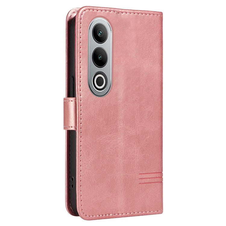 For OnePlus Nord CE4 5G Case T-Shaped Lines PU Leather Wallet Stand Phone Cover - Rose Gold