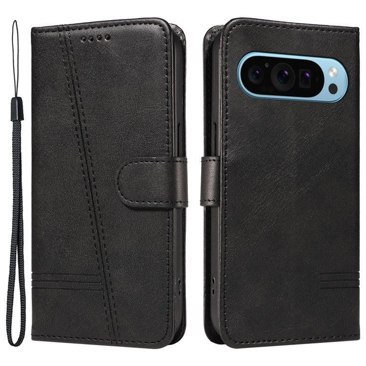 For Google Pixel 9 / 9 Pro Case Leather Book Flip Phone Cover Wallet Stand View - Black