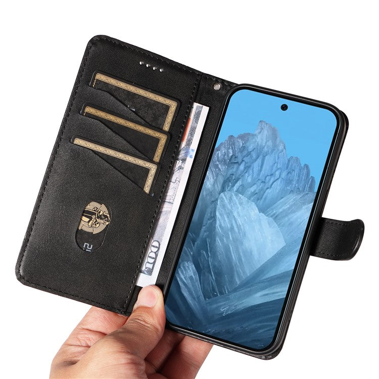 For Google Pixel 9 / 9 Pro Case Leather Book Flip Phone Cover Wallet Stand View - Black