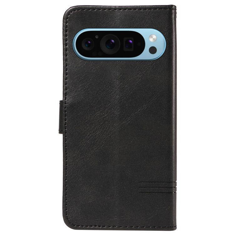 For Google Pixel 9 / 9 Pro Case Leather Book Flip Phone Cover Wallet Stand View - Black