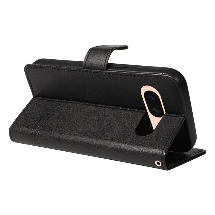 For Google Pixel 8a Wallet Case Flip Folio Leather Cell Phone Cover - Black