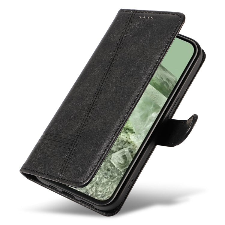 For Google Pixel 8a Wallet Case Flip Folio Leather Cell Phone Cover - Black