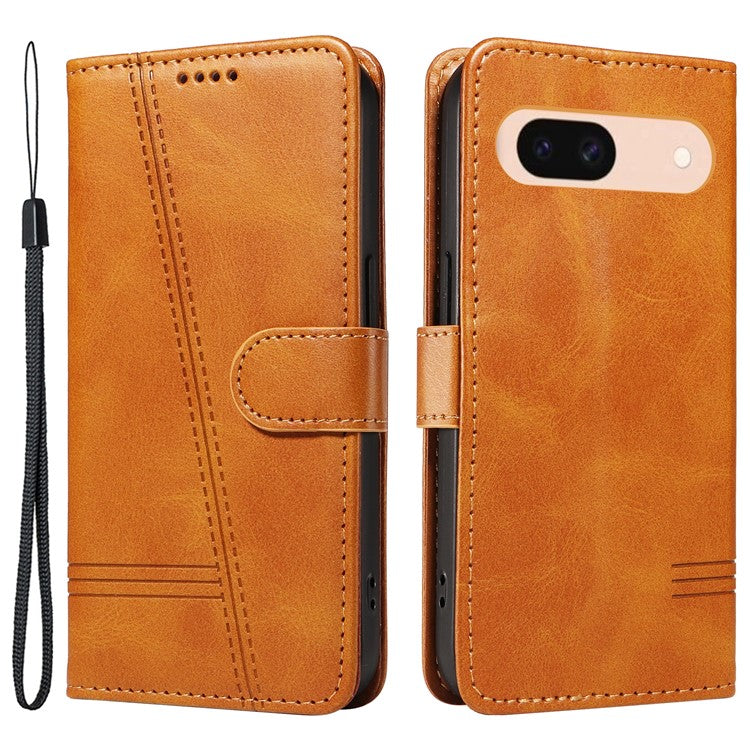 For Google Pixel 8a Wallet Case Flip Folio Leather Cell Phone Cover - Yellow