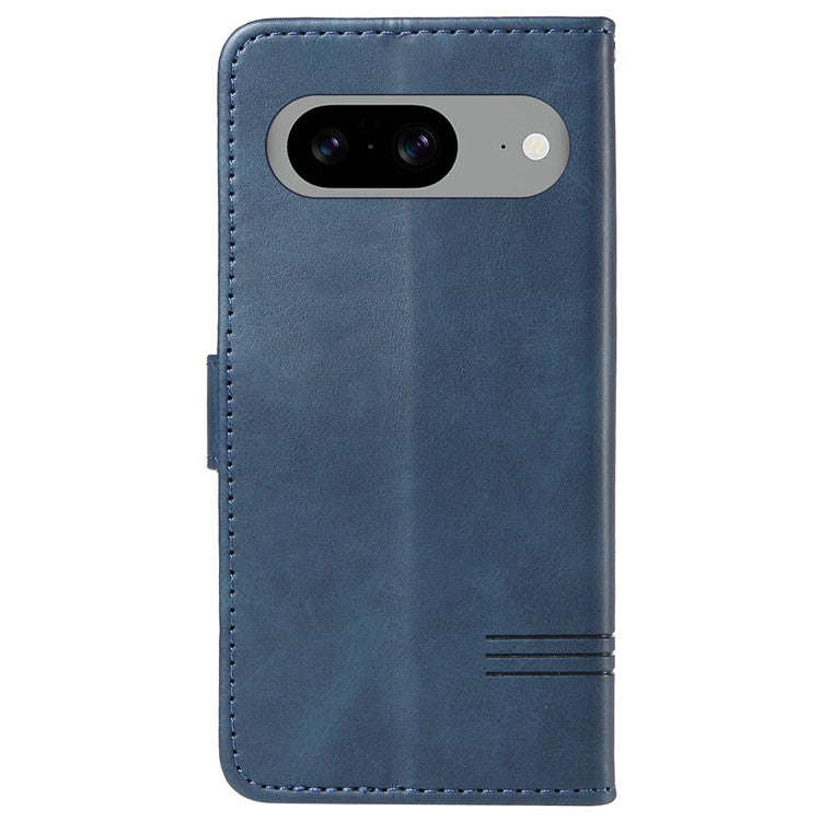For Google Pixel 8 Case Leather Phone Cover with Wallet and Horizontal Viewing Stand - Blue