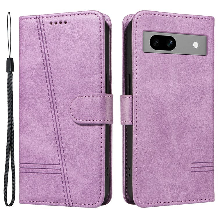 For Google Pixel 7a Case Wallet PU Leather Phone Cover with Stand View - Light Purple