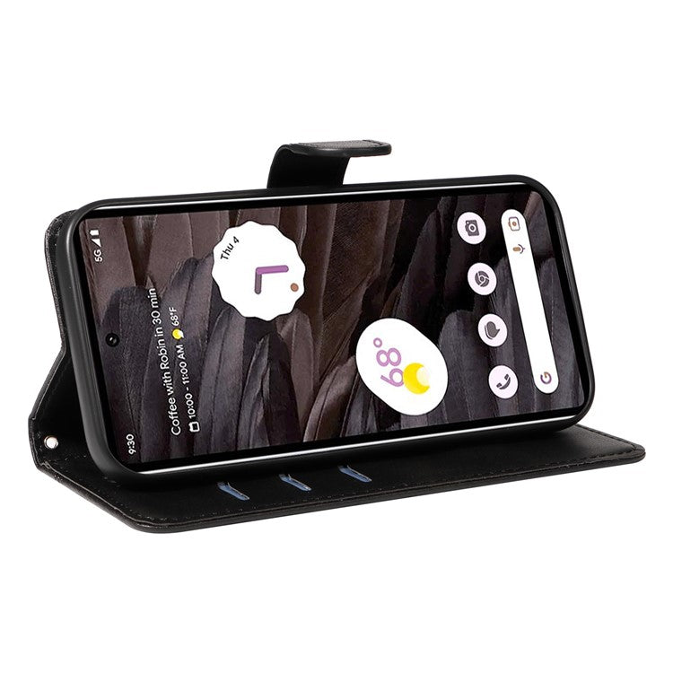 For Google Pixel 7a Case Wallet PU Leather Phone Cover with Stand View - Black