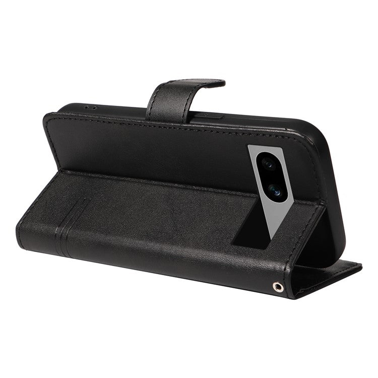 For Google Pixel 7a Case Wallet PU Leather Phone Cover with Stand View - Black