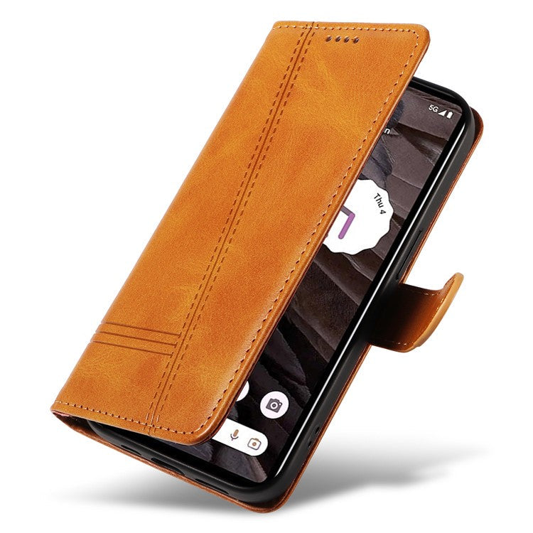 For Google Pixel 7a Case Wallet PU Leather Phone Cover with Stand View - Yellow