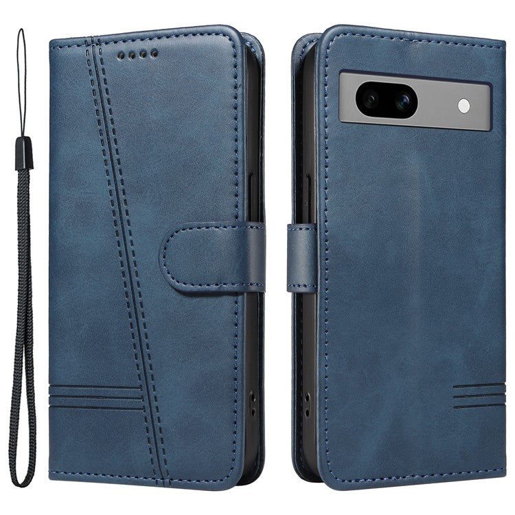 For Google Pixel 7a Case Wallet PU Leather Phone Cover with Stand View - Blue