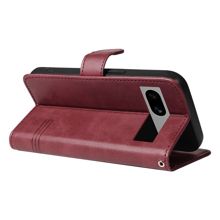 For Google Pixel 7a Case Wallet PU Leather Phone Cover with Stand View - Wine Red
