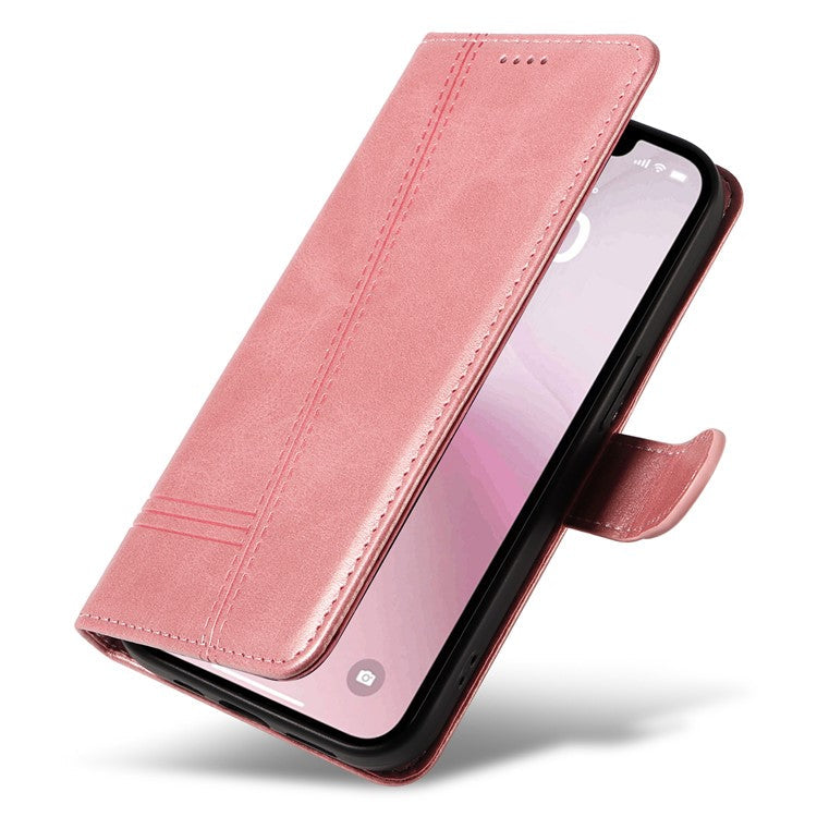 For iPhone 16e Case Wallet Leather Flip Phone Cover with Hand Strap - Rose Gold