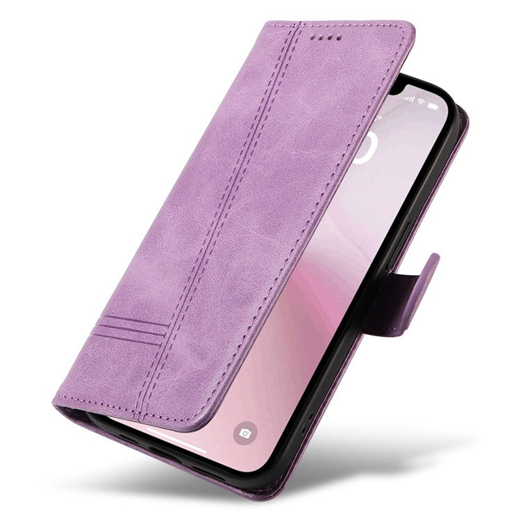 For iPhone 16e Case Wallet Leather Flip Phone Cover with Hand Strap - Light Purple