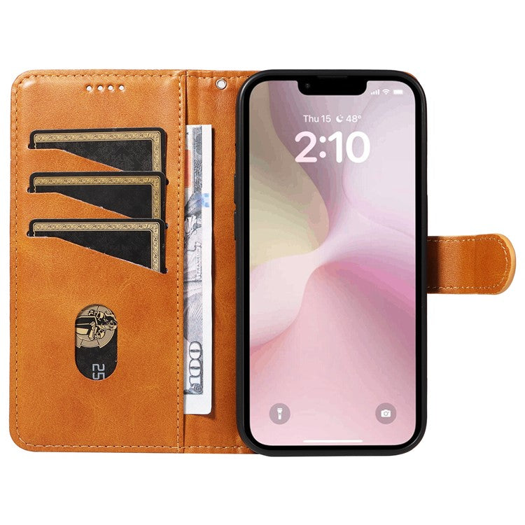 For iPhone 16e Case Wallet Leather Flip Phone Cover with Hand Strap - Yellow