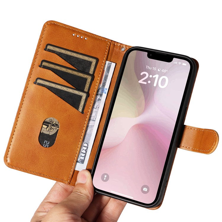 For iPhone 16e Case Wallet Leather Flip Phone Cover with Hand Strap - Yellow