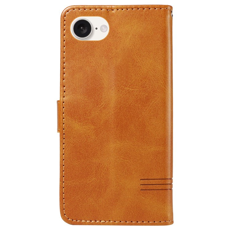 For iPhone 16e Case Wallet Leather Flip Phone Cover with Hand Strap - Yellow