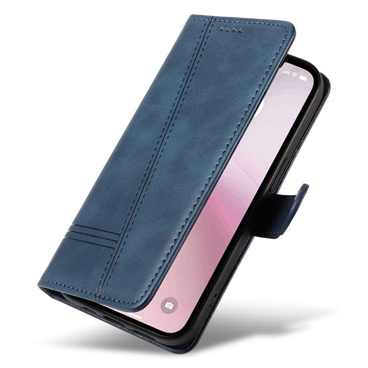 For iPhone 16e Case Wallet Leather Flip Phone Cover with Hand Strap - Blue