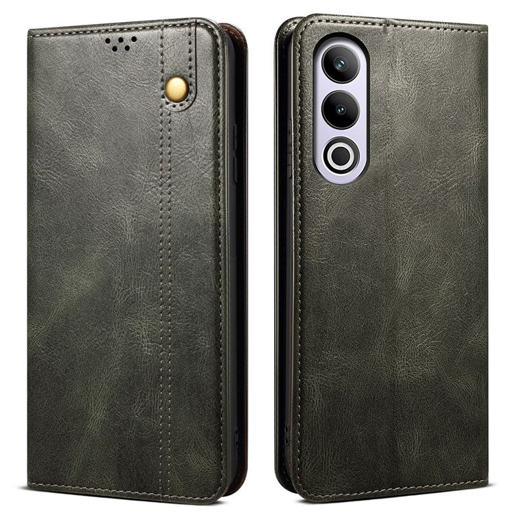 For OnePlus Ace 3V 5G Case Wallet Leather Phone Cover Stand Hidden Magnetic Adsorption - Green