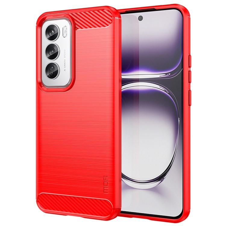 MOFI JK TPU Series-1 For Oppo Reno12 5G (Global) Case Carbon Fiber Texture TPU Soft Phone Cover - Red