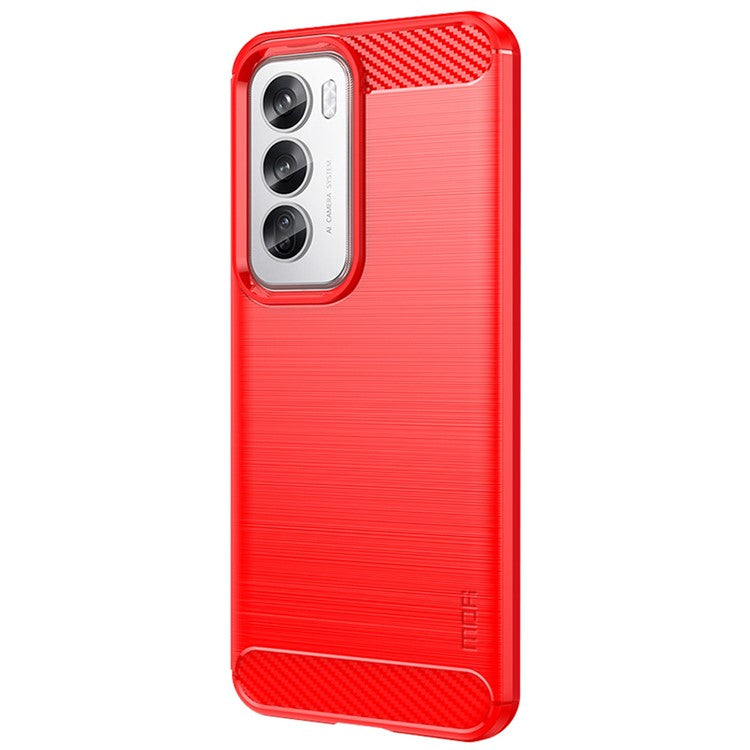 MOFI JK TPU Series-1 For Oppo Reno12 5G (Global) Case Carbon Fiber Texture TPU Soft Phone Cover - Red