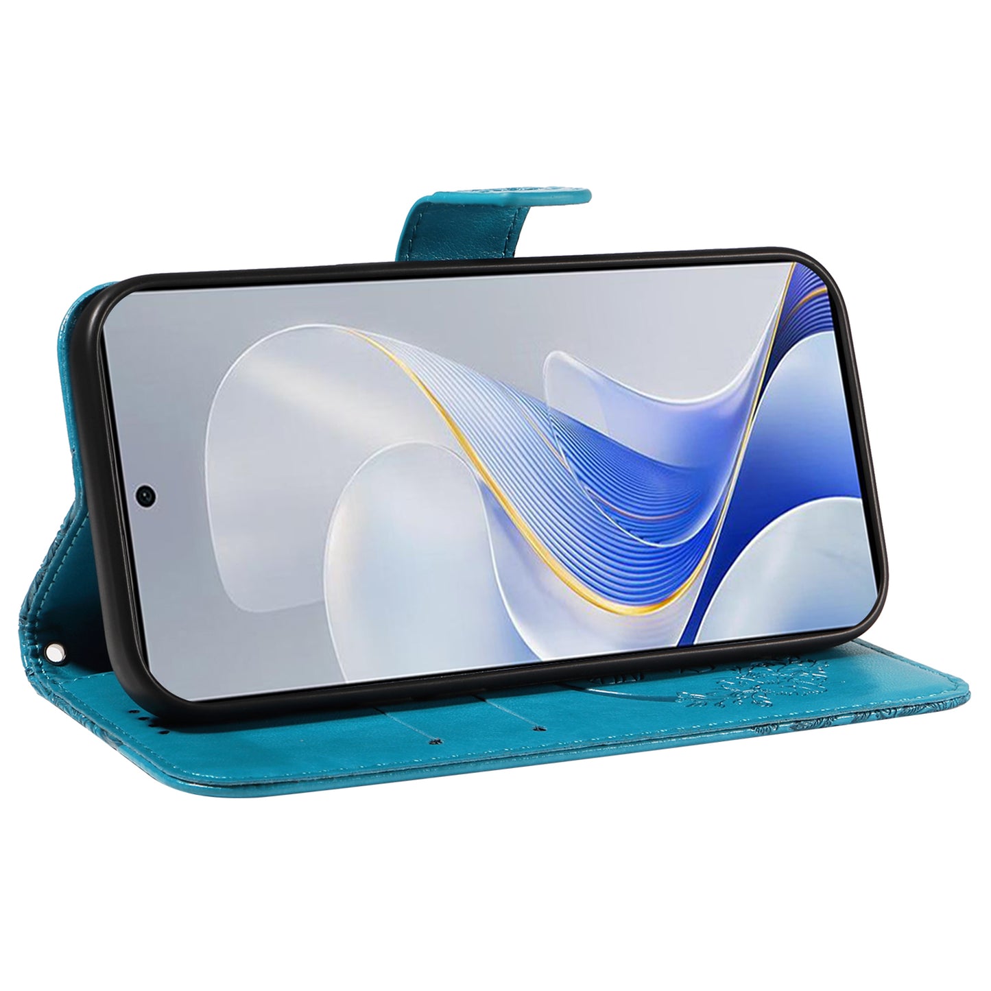 For vivo S19 5G / V40 5G Case Wallet Flip Shockproof Floral Butterfly Leather Phone Cover - Blue