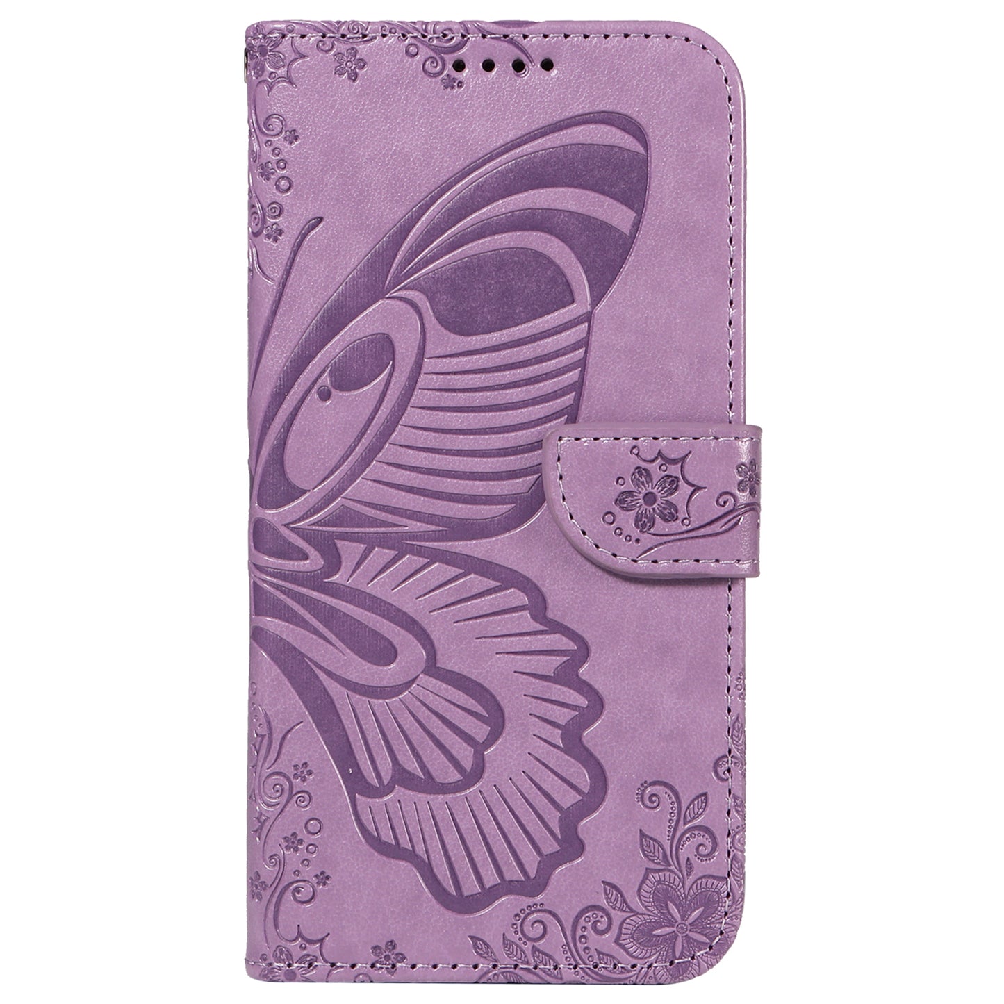 For vivo S19 5G / V40 5G Case Wallet Flip Shockproof Floral Butterfly Leather Phone Cover - Light Purple