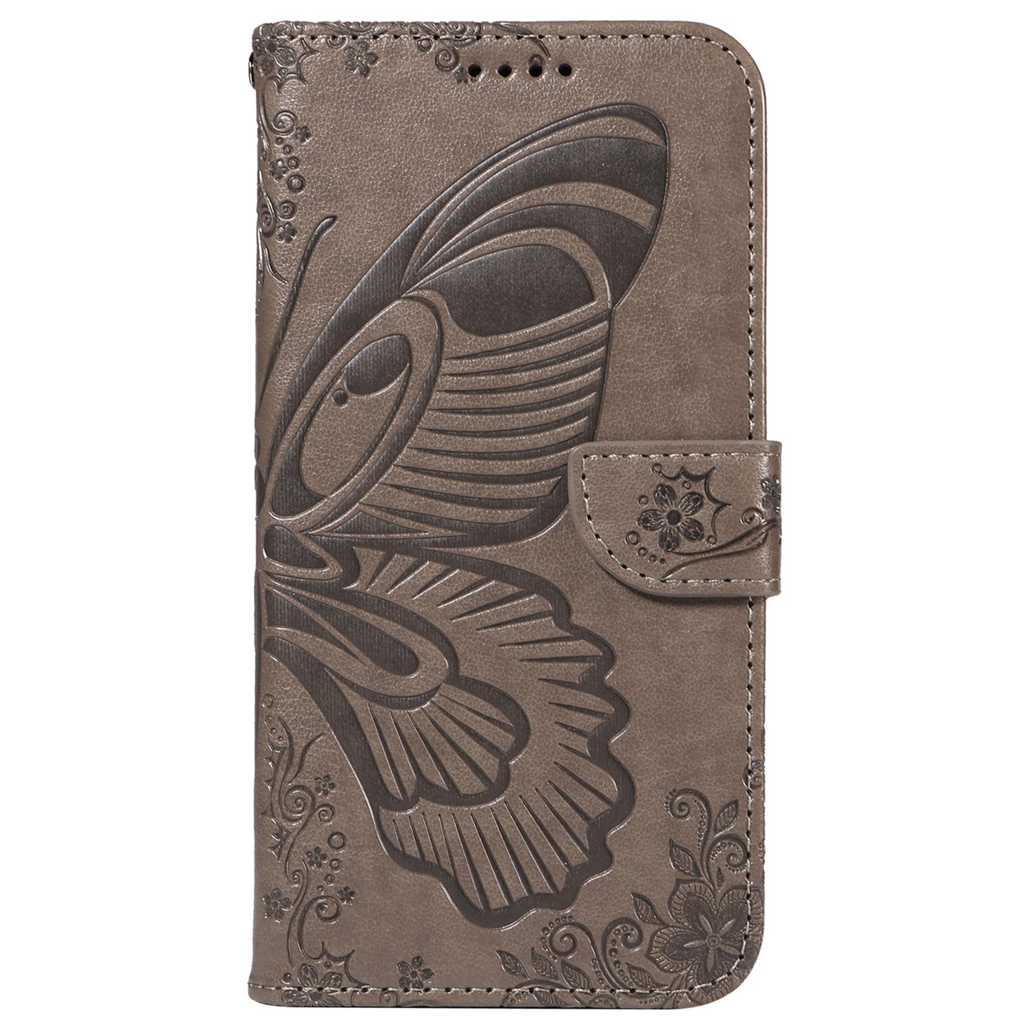 For vivo S19 5G / V40 5G Case Wallet Flip Shockproof Floral Butterfly Leather Phone Cover - Grey