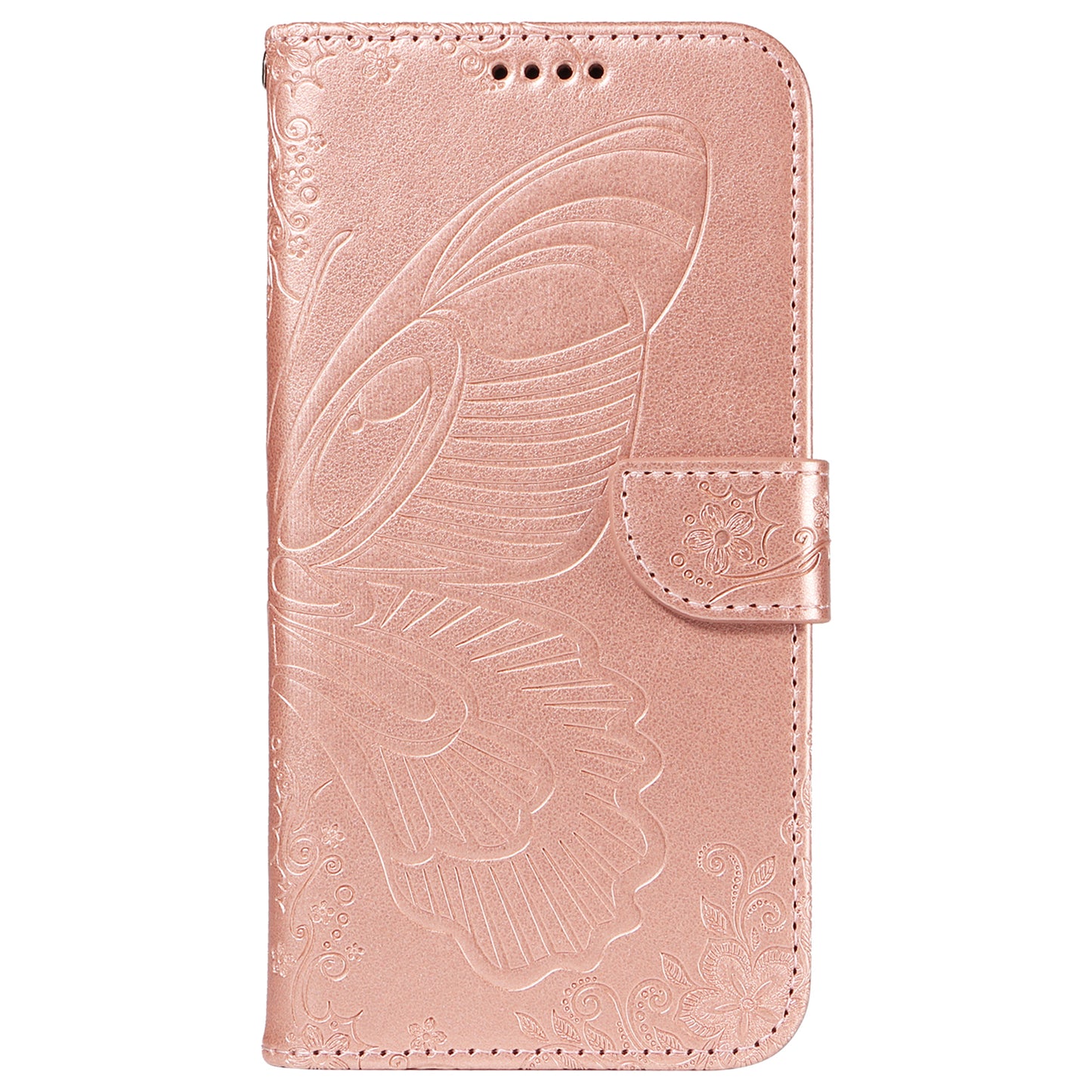 For vivo S19 5G / V40 5G Case Wallet Flip Shockproof Floral Butterfly Leather Phone Cover - Rose Gold