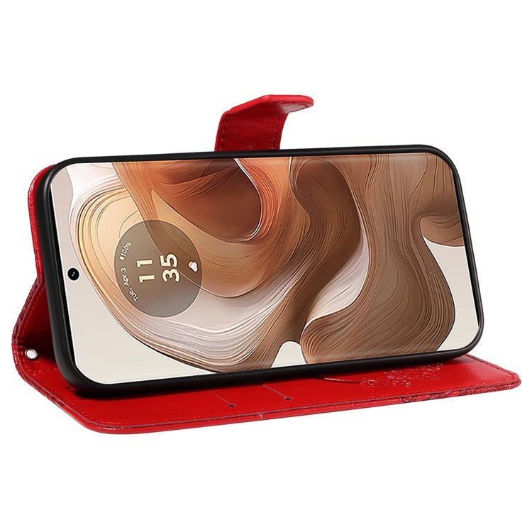 For Motorola Moto X50 Ultra 5G / Edge 50 Ultra 5G Case Butterfly PU Leather Phone Cover Folio Wallet - Red