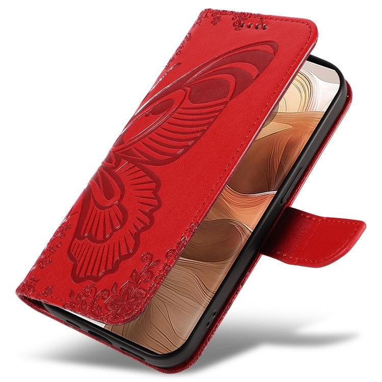 For Motorola Moto X50 Ultra 5G / Edge 50 Ultra 5G Case Butterfly PU Leather Phone Cover Folio Wallet - Red
